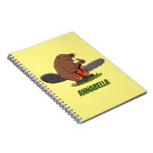 Funny beaver met kettingzaag cartoon humor notitieboek (Rechterzijde)