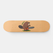 Funny beaver met kettingzaag cartoon humor persoonlijk skateboard (Horizontaal)