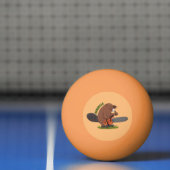 Funny beaver met kettingzaag cartoon humor pingpongbal (Net)