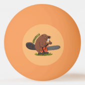 Funny beaver met kettingzaag cartoon humor pingpongbal (Achterkant)