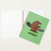 Funny beaver met kettingzaag cartoon humor planner (Display)