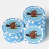Funny beaver met kettingzaag cartoon humor poker chips (Opstapeling)