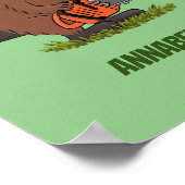 Funny beaver met kettingzaag cartoon humor poster (Hoek)