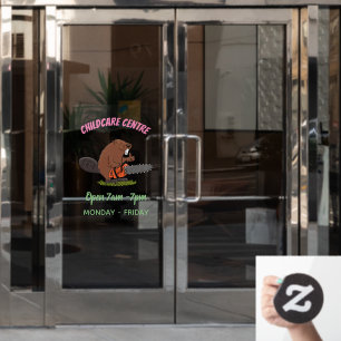 Funny beaver met kettingzaag cartoon humor raamsticker