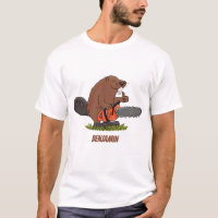 Funny beaver met kettingzaag cartoon humor