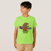 Funny beaver met kettingzaag cartoon humor t-shirt (Voorkant volledig)