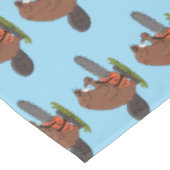 Funny beaver met kettingzaag cartoon humor tafelkleed (Gekanteld)