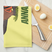 Funny beaver met kettingzaag cartoon humor theedoek (Quarter Fold)