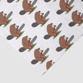 Funny beaver met kettingzaag cartoon humor tissuepapier (Detail)