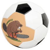 Funny beaver met kettingzaag cartoon humor voetbal (Drie kwart)