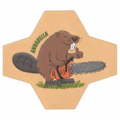 Funny beaver met kettingzaag cartoon humor voetbal (Enkel)