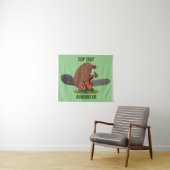 Funny beaver met kettingzaag cartoon humor wandkleed (In Situ (horizontaal))