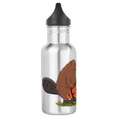Funny beaver met kettingzaag cartoon humor waterfles (Links)