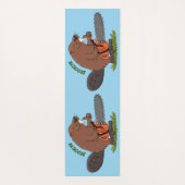 Funny beaver met kettingzaag cartoon humor yogamat (Achterkant)