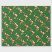Funny Beaver met Reindeer Antlers kerstkunst Cadeaupapier (Vlak)