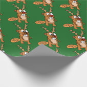 Funny Beaver met Reindeer Antlers kerstkunst Cadeaupapier (Hoek)