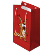 Funny Beaver met Reindeer Antlers kerstkunst Klein Cadeauzakje (Voorkant Gekanteld)