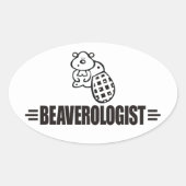 Funny Beaver Ovale Sticker (Voorkant)