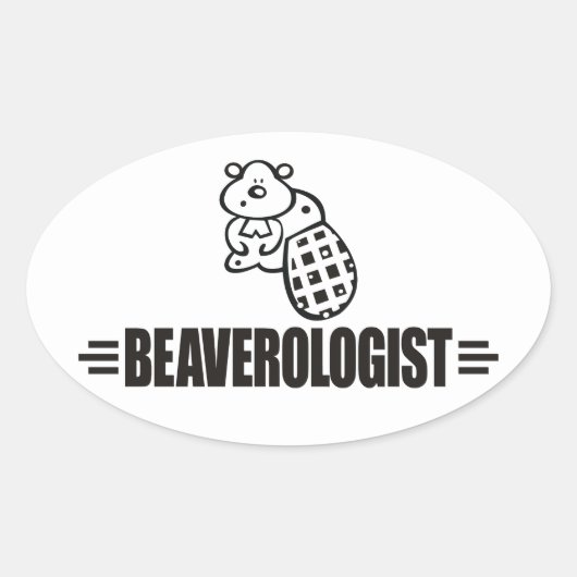 Funny Beaver Ovale Sticker (Voorkant)