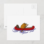 Funny Beaver Rowing in Red Canoe Briefkaart (Voorkant / Achterkant)