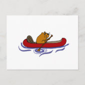 Funny Beaver Rowing in Red Canoe Briefkaart (Voorkant)