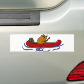 Funny Beaver Rowing in Red Canoe Bumpersticker (Op auto)