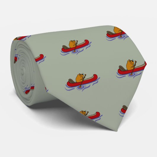 Funny Beaver Rowing in Red Canoe Stropdas (Opgerold)