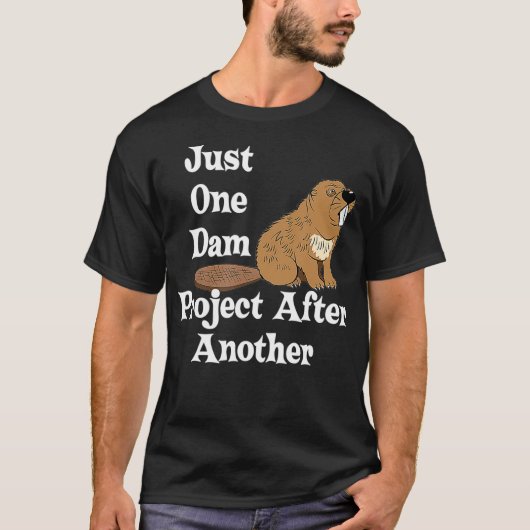 Funny Beaver T Shirt geeft één dam project na een (Voorkant)