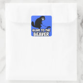 Funny Beaver Vierkante Sticker (Tas)
