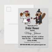 Funny Beaver Wedding Cartoon Uitnodiging Briefkaart (Voorkant / Achterkant)