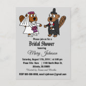 Funny Beaver Wedding Cartoon Uitnodiging Briefkaart (Voorkant)