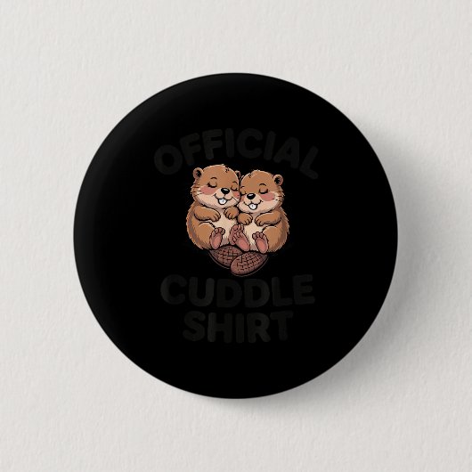 Funny Beavers Hugging Cuddle  Ronde Button 5,7 Cm (Voorkant)
