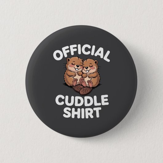 Funny Beavers Hugging Cuddle  Ronde Button 5,7 Cm (Voorkant)