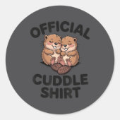 Funny Beavers Hugging Cuddle  Ronde Sticker (Voorkant)