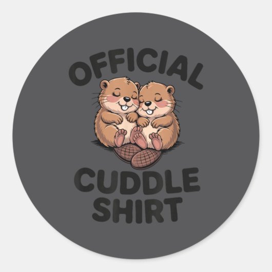 Funny Beavers Hugging Cuddle  Ronde Sticker (Voorkant)
