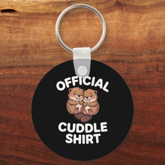 Funny Beavers Hugging Cuddle Sleutelhanger (Voorkant)