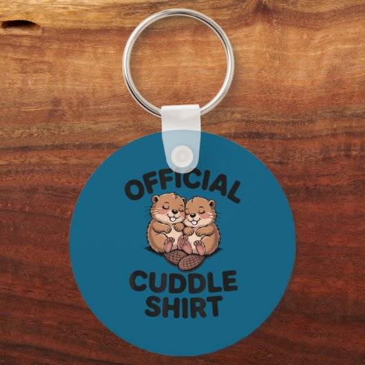 Funny Beavers Hugging Cuddle  Sleutelhanger (Voorkant)