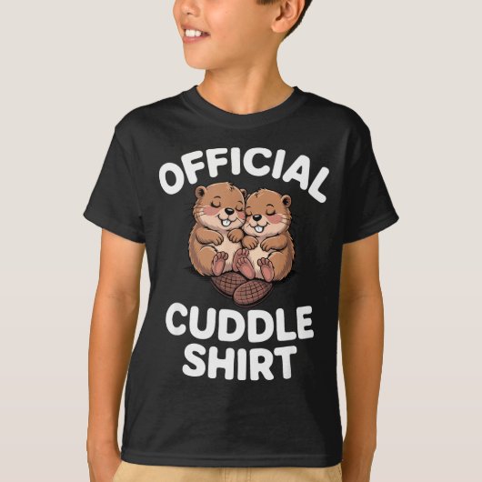 Funny Beavers Hugging Cuddle T-shirt (Voorkant)
