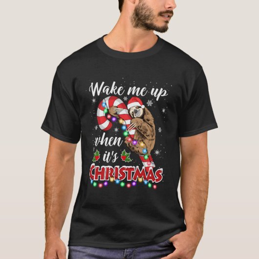 Funny Bed Slapen Luiaard Kerstmis Pyjama Top Schat (Voorkant)