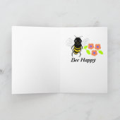 Funny Bee Birthday Kaart, naam toevoegen Kaart (Binnen)