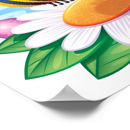 FUnny Bee Cartoon op Daisy Poster (Hoek)