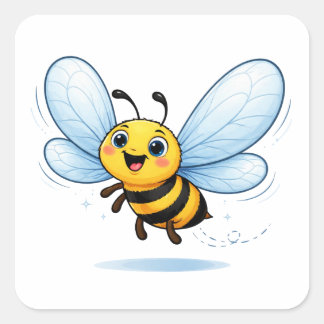 Funny Bee Cartoon With Big Wings Sticker