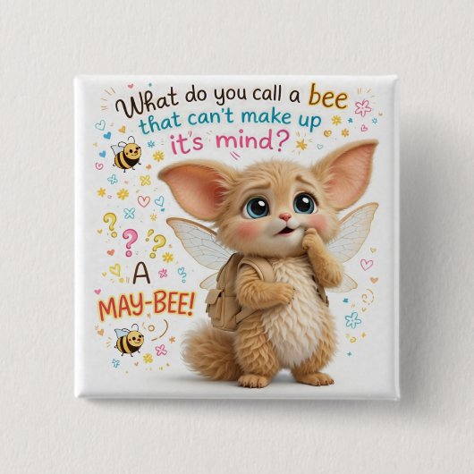 Funny Bee Dad Joke Vierkante Button 5,1 Cm (Voorkant)