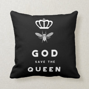 Funny Bee. God redt de koningin. Nerdy Humor Kussen