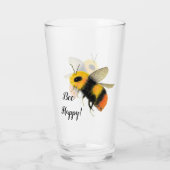 Funny Bee Happy Pint Glass Glas (Achterkant)