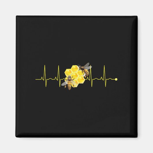 Funny Bee Heartbeat Hive Natuur zoemend insect Lov Magneet (Voorkant)