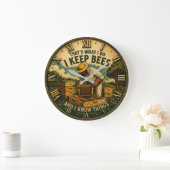 Funny Beekeepe That's What I Do I Keep Bees Rustic Grote Klok (Huis)