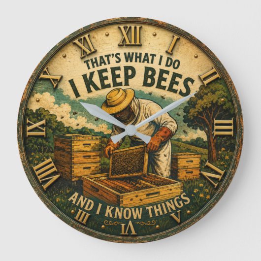 Funny Beekeepe That's What I Do I Keep Bees Rustic Grote Klok (Voorkant)