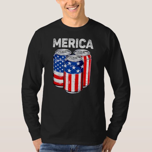Funny Beer American Flag USA, 4 juli Drink T-shirt (Voorkant)