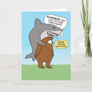 Funny Beer and Shark Belated Birthday Card Kaart